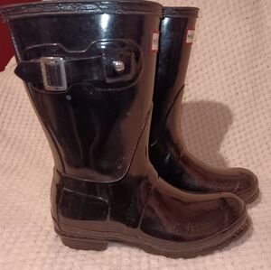 Hunter Shiny Black Rain Boots size 6
